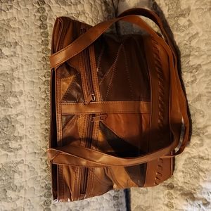 Vintage leather patchwork handbag